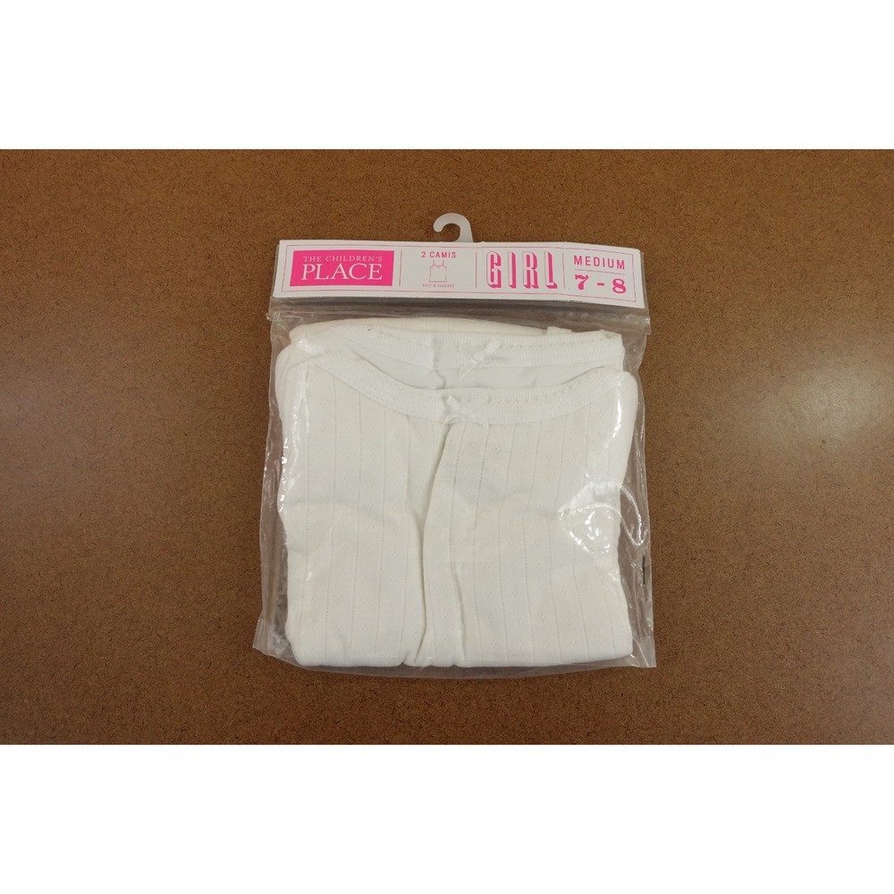 The Childrens Place Girls Medium (7-8) White Cotton Cami Tank Top 2 Pack NWT